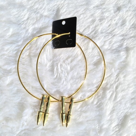 NEW Handmade Gold-Toned Statement Bullet Hoops CCO - Picture 1 of 2